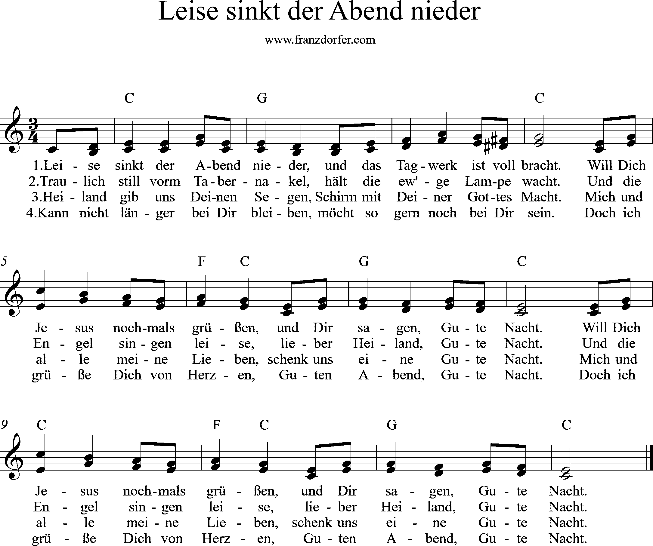 noten, leise sinkt der Abend nieder